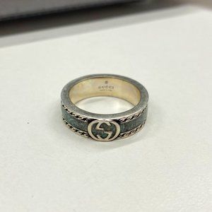 Gucci Men's Interlocking G Turquoise Enamel Ring Men Size 7